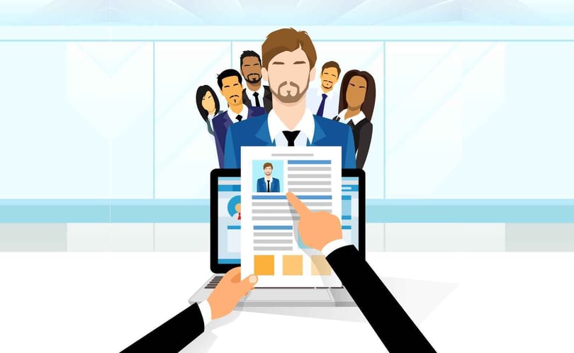 Reclutadores evaluando candidatos para vacantes difíciles de cubrir en México, ilustración sobre proceso de selección laboral
