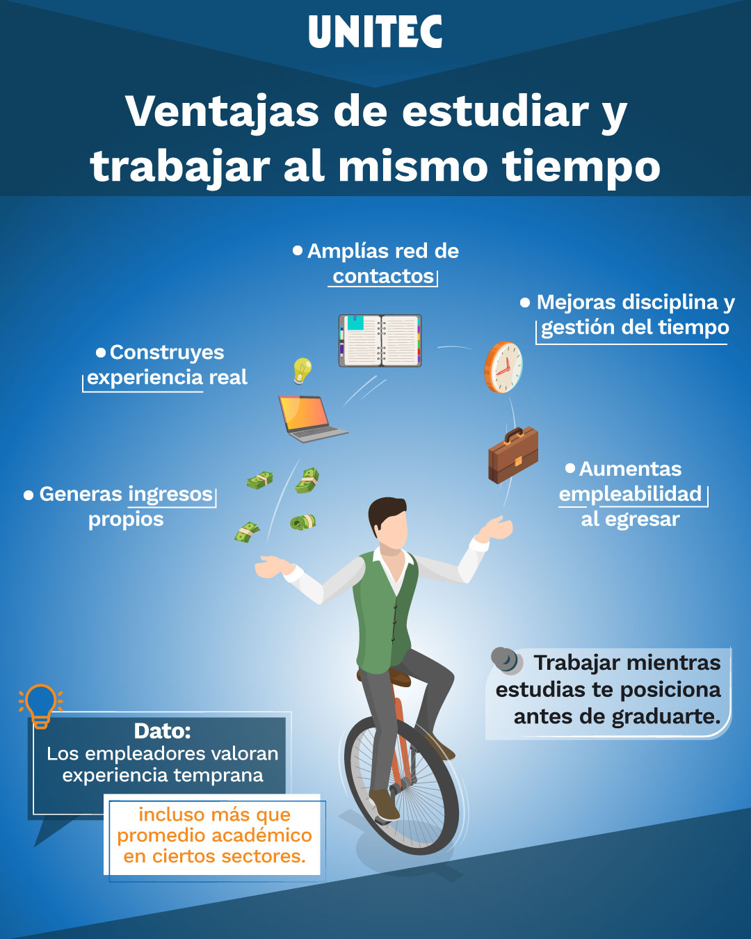 Infografía: ventajas de estudiar y trabajar al mismo tiempo