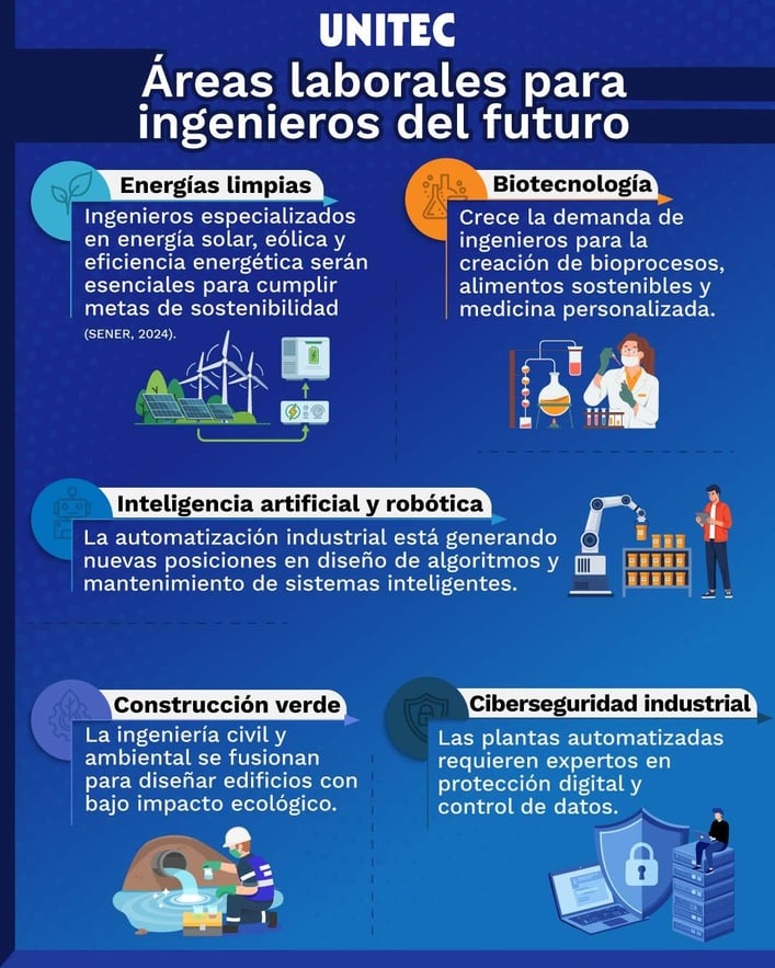 Infografía: Áreas laborales para ingenieros del futuro